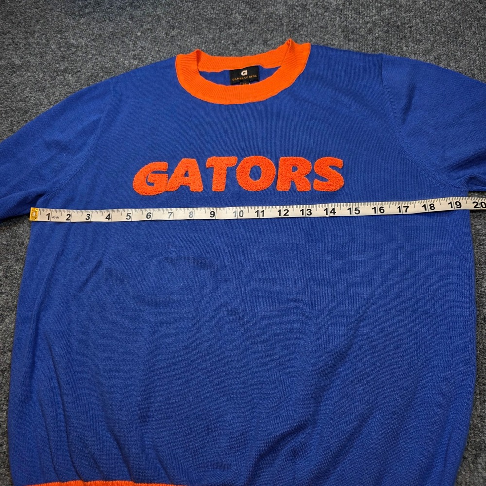 Florida Gators Gameday Girl Blue Orange Knit Short Sleeve Sweater Top Cheer New - Picture 11 of 14